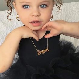 Pendant Necklaces Customised Fashion Stainless Steel Name Necklace Baby Pendant Personalised Name Board Baby Necklace Children's Jewellery 231124