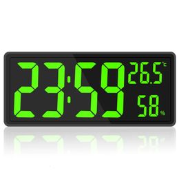 Wall Clocks Large Digital Wall Clock Temperature and Humidity Display Night Mode Table Clock 3 Display Modes 12/24H Electronic LED Clock 231123