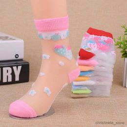 Kids Socks Pairs/Lot Summer Girls Socks Ultra-thin Breathable Style Crystal Baby Kids Socks Trendy Elastic Printed Silk Children Socks