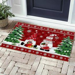 Carpets 40x60cm Christmas Doormat Flannel Floor Mat Welcome Home Front Door Entrance Blanket Xmas Gnome Dwarf Decor