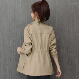 Women's Trench Coats Women Double Layer Windbreaker Spring Casual Slim Coat Fashion Stand-Up Collar Ladies Jacket Solid Outwear Short Top