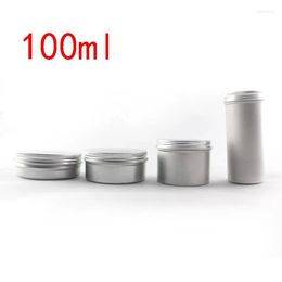 Storage Bottles 100ml 4 Styles Tins Containers Tea Aluminium Box Round Metal Lip Jar With Screw Cap For
