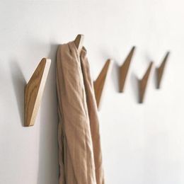 Hooks & Rails Creative Japanese Oak Hook Wall Coat Wooden Clothes Robe Hanger Scarf Towel Earphone Home El Restaurant Decoration