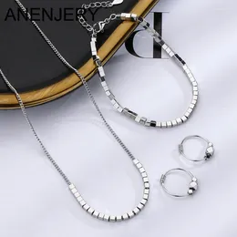 Necklace Earrings Set ANENJERY Small Square Shape Bracelet For Women Retro Party Jewellery Wholesale