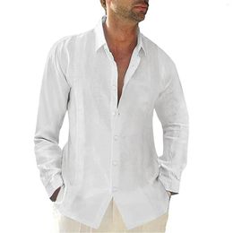 Men's T Shirts Small Men Men'S Casual Solid Color Embroidered Belt Shirt Long-Sleeved Button Lapel Teaching