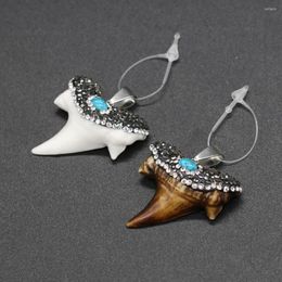 Charms 1pcs Shape Cattle Bone Turquoises Pendant Charm For Necklace Bracelet Earrings Accessories Jewelry Making DIY 30x33mm