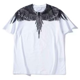New Advanced Version Mens T-shirt Trendy Clothing Wings Print Couple Fashion Summer Cotton Round Neck Womens European Size Hip-hop Short Sleeve Tops Tee