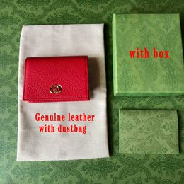 women mini wallet Luxury designer wallets top quality genuine leather credit card holder Grain cowhide purse Zipper coin pouch with green box serial number