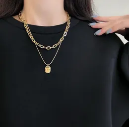 Pendant Necklaces Vintage Multi-layer Chain Choker Necklace For Women Gold Colour Punk Fashion Portrait Chunky Chains Jewellery Gifts