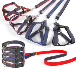 Pet Cowboy Rope Chain Adjustable Dog Harness with Leash Breakaway Dog Nylon Leash for Puppy Blue Pink4897602