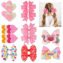 Hair Accessories Ncmama Valentine's Day Clips For Girls Heart Love Printed Bows Hairpins With Glitter Headwear