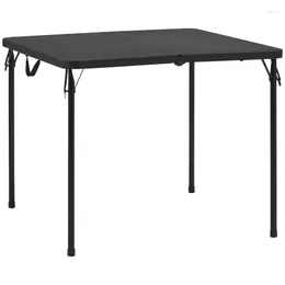 Camp Furniture Mainstays 34" Square Resin Fold-in-Half Table Rich Black