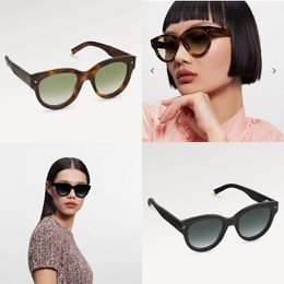 Monogram Soft Cat Eye sunglasses classic acetate round frame temple with logo flower mirror legs with metal decoration at the tail Z1526W fashionable and eyeglasses