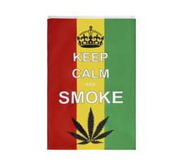 Whole In Stock Tabacoo Keep Calm and Smoke Crown Leaf Flag with 3x5ft For Hippie Rasta Reggae Jamaica Bar Party Music Festival8042944