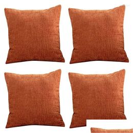 Pillow Case Pillow Case Burnt Orange Ers 18X18 Inch Set Of 4 Modern Farmhouse Rustic Decorative Throw Er Square Cushion Drop Delivery Dhv0H