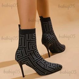 Boots 2023 New Spring/Autumn 36-43 Plus Size Women's Shoes Pointy Booties Fly Woven Comfortable Elastic Boots for Women's Boots T231124