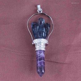 Pendant Necklaces Unique Angel Sceptre Pendants Reiki Healing Natural Stones Crystal Amethysts Jewellery Findings For Women Men Fits