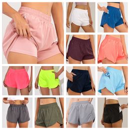 LL-LU Biker Shorts Yoga Running Shorts for Women, Mid Waisted Athletic Shorts with Liner Workout Shorts with Zipper Pocket