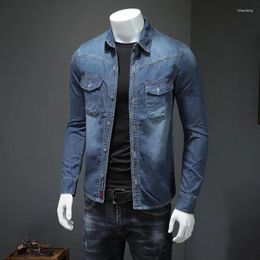 Men's Casual Shirts Spring Autumn High Quality Denim Shirt Men Simple Lapel Boutique High-Quality Jacket