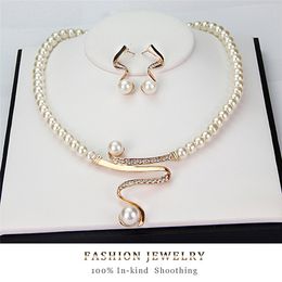 Strands Strings Elegant Women Bridal Wedding Party Pearl Necklace Earrings Jewellery Set Fashion 230424