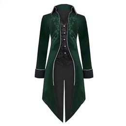 Mens Suits Blazers Green Vintage Steampunk Victorian Gothic Jacket Men Mediaeval Renaissance Halloween Uniform Stage Cosplay Pirate Outfit 231123