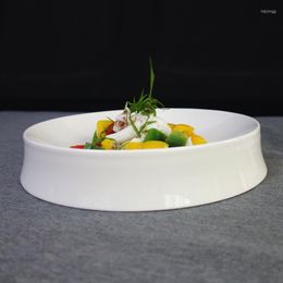 Plates White Artistic Conception Volcanic Plate Ceramic Round Soup Special Cold Dish El Restaurant Western Tableware