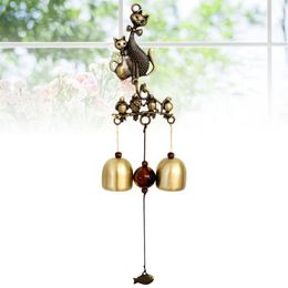 1PC Cartoon Cats Wind Chimes Retro Copper Wind Chime Wall Hanging Decoration Pendant215W