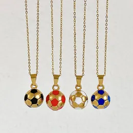 Chains DODOHAO Sports Product Football Charms Necklace With Stainless Steel Chain Necklaces Boy's Girl's Gift For Men