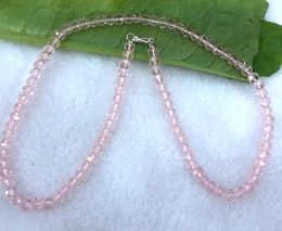 Chains 4x6mm Faceted Abacus Pink Crystal Beads Necklace 18''