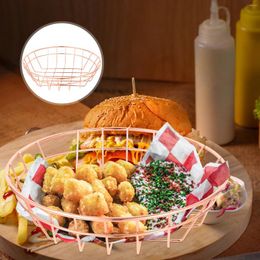 Dinnerware Sets Snack Wire Basket Fast Desk Tray Container French Fries Fruit Storage Plate Popcorn Kitchen Supplies Serving