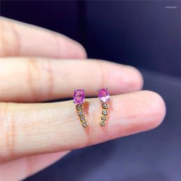 Stud Earrings Natural Pink Sapphire Bubble Exquisite S925 Sterling Silver Hypoallergenic Gift For Girlfriend