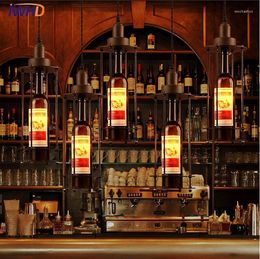 Pendant Lamps IWHD Retro Indoor Lighting Vintage Bottle Light LED Lights Iron Cage Lampshade American Style FixtureS Lamparas