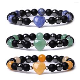 Strand 2024 Selling Classic Heart Shape Women Bracelet Temperament 8mm Stone Handmade For Men Jewellery Gift