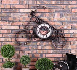 Wall Clocks American Country Loft Creative Motorcycle Clock Personality Iron Motocyclette Design Hanging Watch Retro Bar Decoration