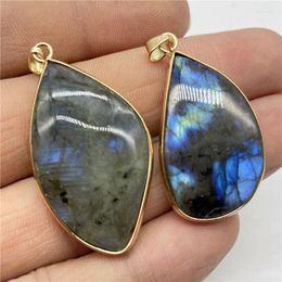 Pendant Necklaces Natural Gem Stone Quartz Crystal Labradorite Random Shape For Diy Jewelry Making Necklace Accessories 6PCS