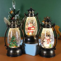 Decorative Objects Figurines Christmas LED Retro Small Oil Lights Portable Simulation Kerosene Lamp Pot Shaped Luminous Wind Lantern Ornaments 231124