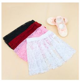 Stage Wear Kids Lace Pull On Ballet Skirts Toddler Girls Dance Training Skirt Girl White Black Pink Lyrical Leotards Dancewear