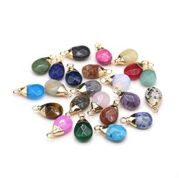 Pendant Necklaces Natural Stone Pendants Fan Shape Faceted Crystal Agate Charms For Jewelry Making Necklace Bracelet EarringsPendant