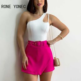 Women's Tracksuits Women Outfit 2023 One Shoulder Top High Waist Skorts Set Women Two pieces Sets P230419