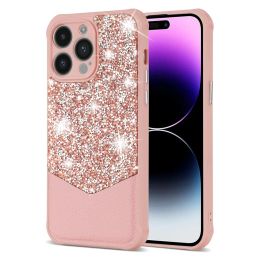 Luxury Rhinestone Glitter PU Leather Soft Phone Case for iPhone 15 14 Pro Max 13 11 12 X XR XS 7 8 Plus Shockproof Camera lens Protective Back Cover