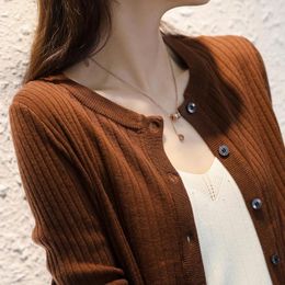 Women's Knits Knitwear Women Cardigan Spring 2023 Round Neck Early Thin Long-Sleeved Coat Autumn And Winter Sweater