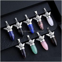 Charms Angel Charms Shape Cone Stone Healing Crystal So Pendum For Dowsing Divination Quartz Pendant Drop Delivery Jewelry J Dhgarden Dhuxk