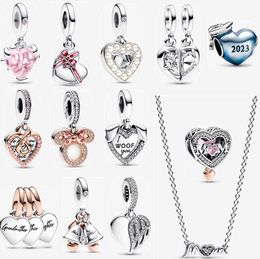 new style Love Pendant Mom Necklace Earstuds earrings heart charms women Sparkling Mother's Day Gift DIY fit Pandora Designer Jewellery