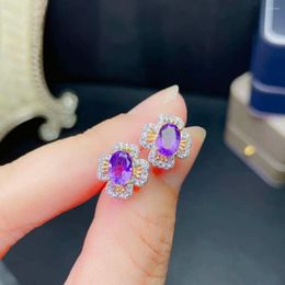 Stud Earrings LANZYO 925 Silver Sterling Amethyst Fashion Gift Jewelry Fine Party Trendy Women Wholesale 5 7mm Yhe0507995agz