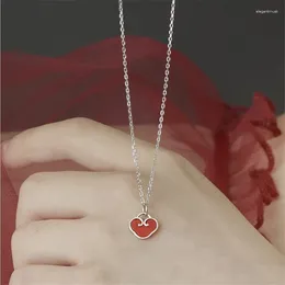 Pendant Necklaces Fashion Creative Mascot Red Long Life Lock Cute Little Lucky Heart Silver Plated Jewelry Chinese Style N019