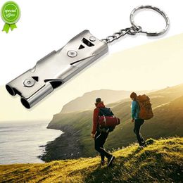 Universal Outdoor Safety Survival Whistles Key Rings Portable Aluminium Alloy Dual-tube Whistle Emergency SOS Whistle Tools