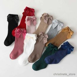 Kids Socks New Baby Toddlers Socks Autumn Winter Children Girls Knee High Long Sock Cotton Big Bow Spanish Style Kids Floor Socks R231125