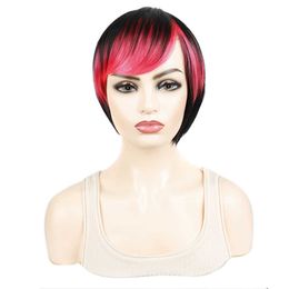 yielding Colour headgear women's short hair Colour wig headgear ball nightclub personality bleaching and dyeing gradient oblique bangs short headgear