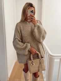 Women's Sweaters Harajuku Wool Cashmere Woman Pullover Sweater Turtleneck Loose Jumper Autumn Winter Fashion Female Oversize High Neck Knit Tops 231123