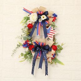 Decorative Flowers July 4th Home Decorations Wreath For Patriotic Independence Day And Red White Blue Artificial Flower